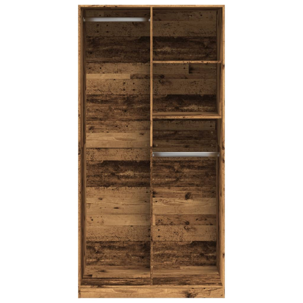 Produktbild för Garderob gammalt trä 100x50x200 cm konstruerat trä