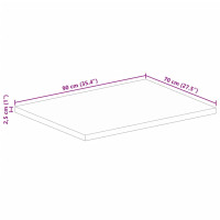 Produktbild för Bordsskiva 90x70x2,5 cm rektangulär massivt grovt mangoträ