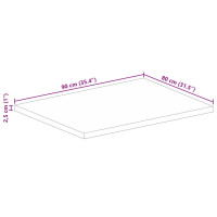 Produktbild för Bordsskiva 90x80x2,5 cm rektangulär massivt grovt mangoträ