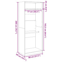 Produktbild för Garderob vit 80x50x200 cm konstruerat trä