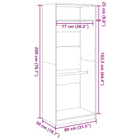 Produktbild för Garderob åldrat trä 80x50x200 cm konstruerat trä