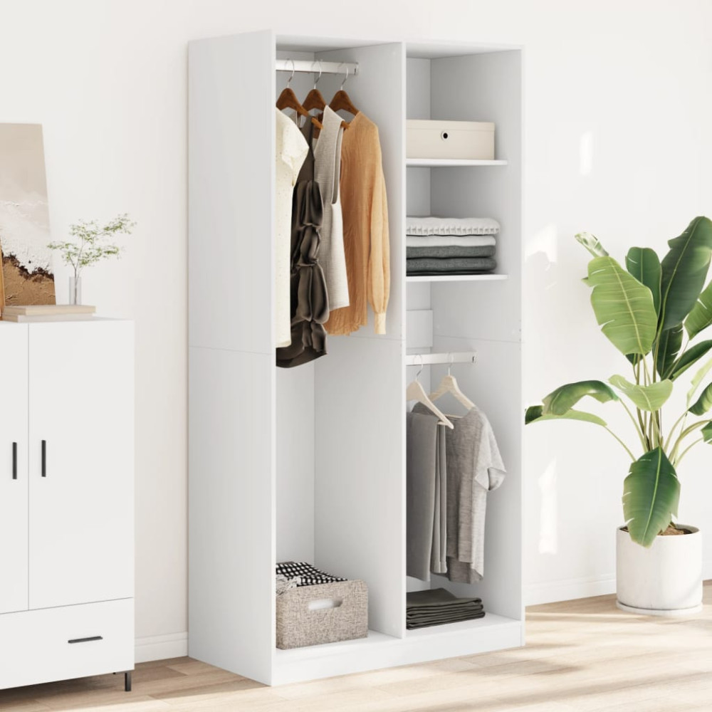 Produktbild för Garderob vit 100x50x200 cm konstruerat trä