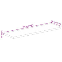 Produktbild för Bordsskiva 100x50x2,5 cm rektangulär massivt grovt mangoträ