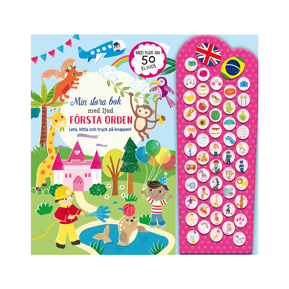 Produktbild för Första orden - leta, hitta och tryck på knappen! (bok, board book)