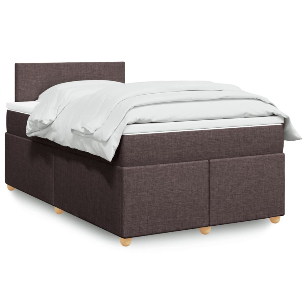 Produktbild för Ramsäng med madrass mörkbrun 120x190 cm tyg