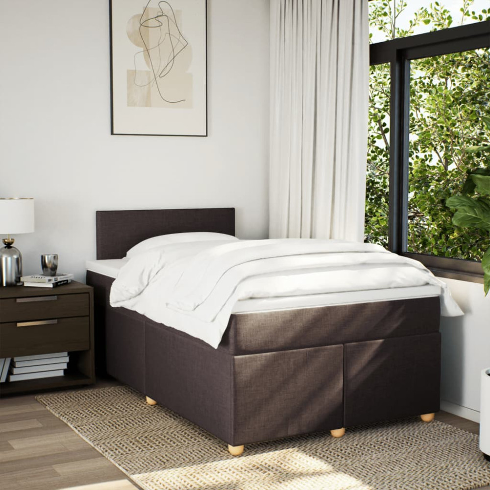 Produktbild för Ramsäng med madrass mörkbrun 120x190 cm tyg