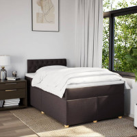 Produktbild för Ramsäng med madrass mörkbrun 120x190 cm tyg