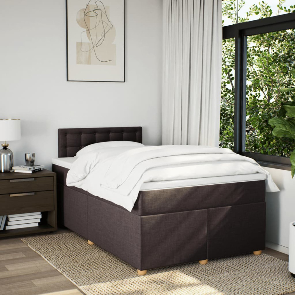 Produktbild för Ramsäng med madrass mörkbrun 120x190 cm tyg