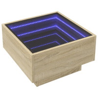 Produktbild för Soffbord med LEDs sonoma-ek 50x50x30 cm konstruerat trä