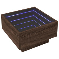 Produktbild för Soffbord med LEDs brun ek 50x50x30 cm konstruerat trä