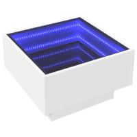 Produktbild för Soffbord med LEDs vit 50x50x30 cm konstruerat trä