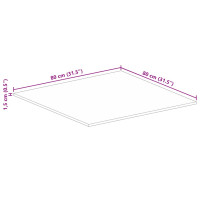 Produktbild för Bordsskiva 80x80x1,5 cm fyrkantig massivt grovt mangoträ