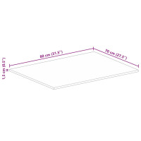 Produktbild för Bordsskiva 80x70x1,5 cm rektangulär massivt grovt mangoträ