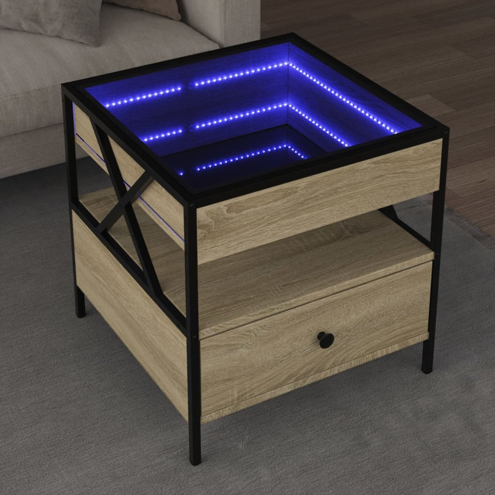 Produktbild för Soffbord med Infinity LEDs sonoma-ek 50x50x51 cm