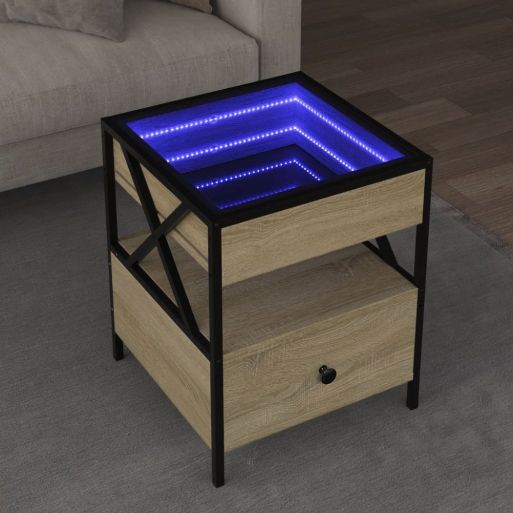 Produktbild för Soffbord med Infinity LEDs sonoma-ek 40x40x51 cm