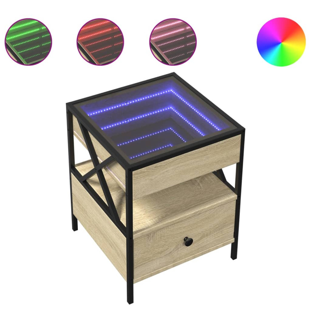 Produktbild för Soffbord med Infinity LEDs sonoma-ek 40x40x51 cm