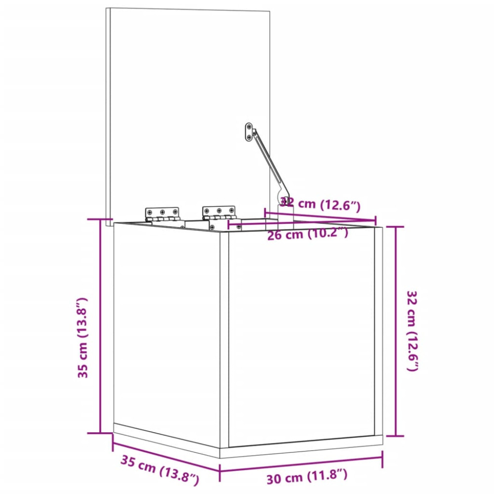 Produktbild för Förvaringslåda rökfärgad ek 30x35x35 cm konstruerat trä