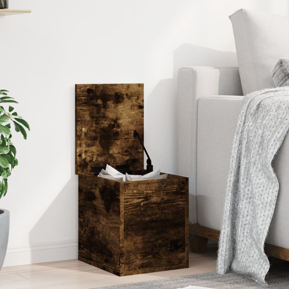 Produktbild för Förvaringslåda rökfärgad ek 30x35x35 cm konstruerat trä