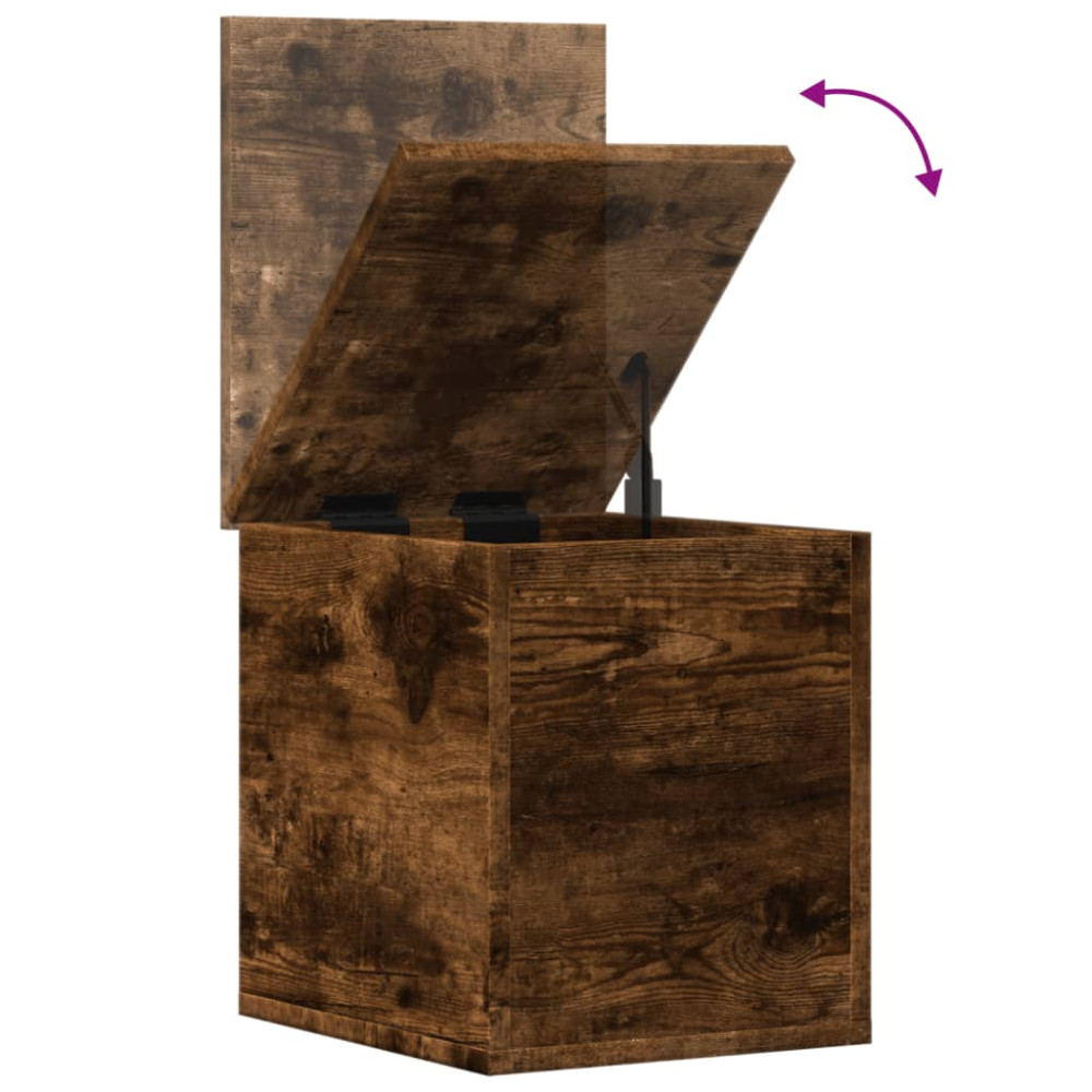 Produktbild för Förvaringslåda rökfärgad ek 30x35x35 cm konstruerat trä