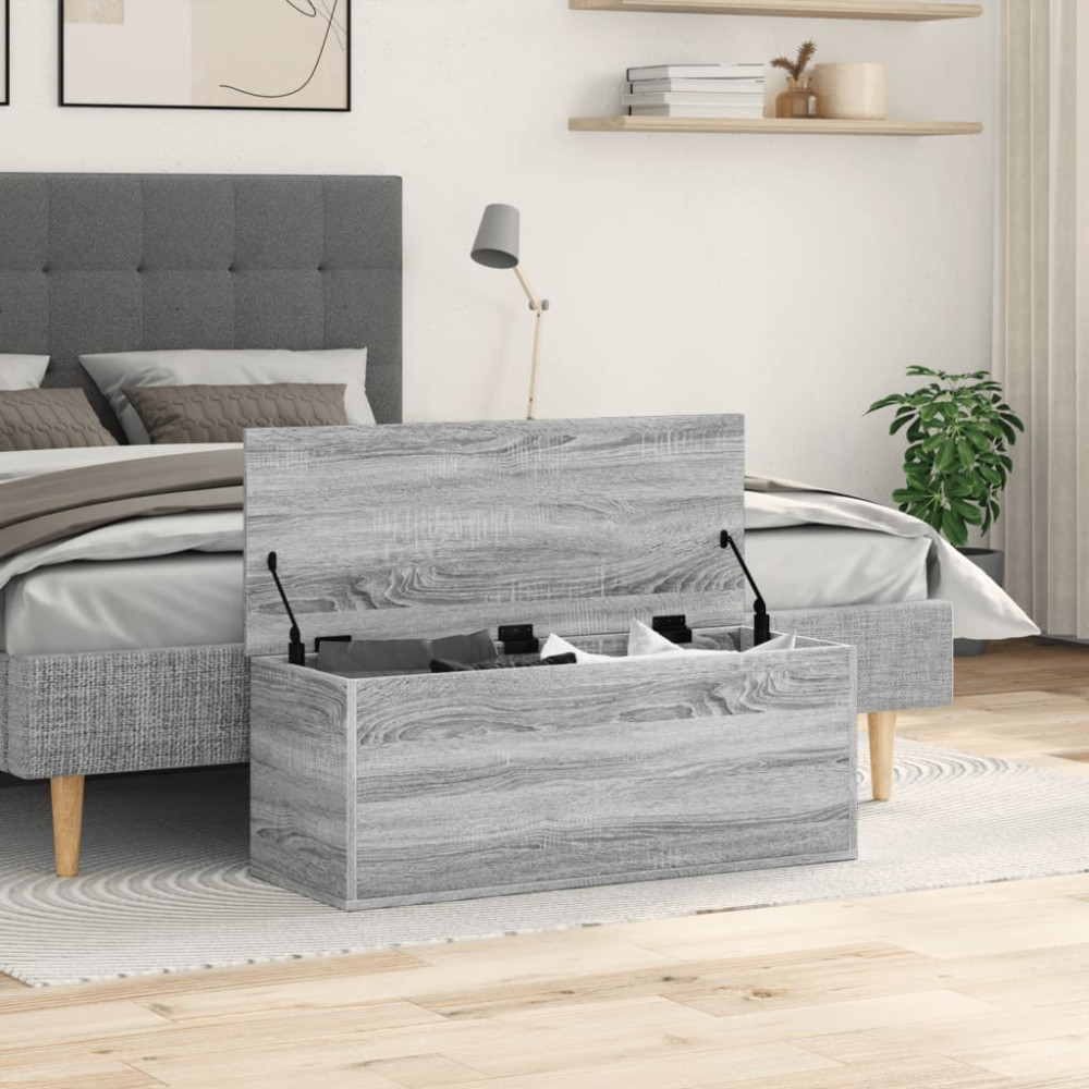 Produktbild för Förvaringslåda grå sonoma 90x35x35 cm konstruerat trä