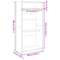 Produktbild för Klädskåp rökfärgad ek 100x50x200 cm konstruerat trä