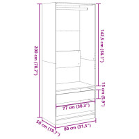 Produktbild för Garderob svart 80x50x200 cm konstruerat trä