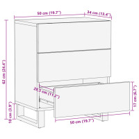 Produktbild för Sängbord 50x34x62 cm massivt grovt mangoträ