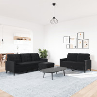 Produktbild för Soffgrupp med dynor 3 delar svart sammet