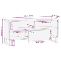 Produktbild för Tv-bänk brun 100x34x46 cm massivt mangoträ