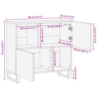 Produktbild för Skänk 80x34x75 cm massivt akaciaträ