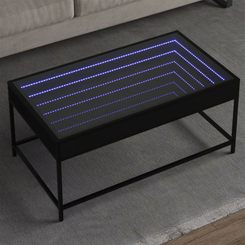 vidaXL Soffbord med Infinity LEDs svart 90x50x41 cm