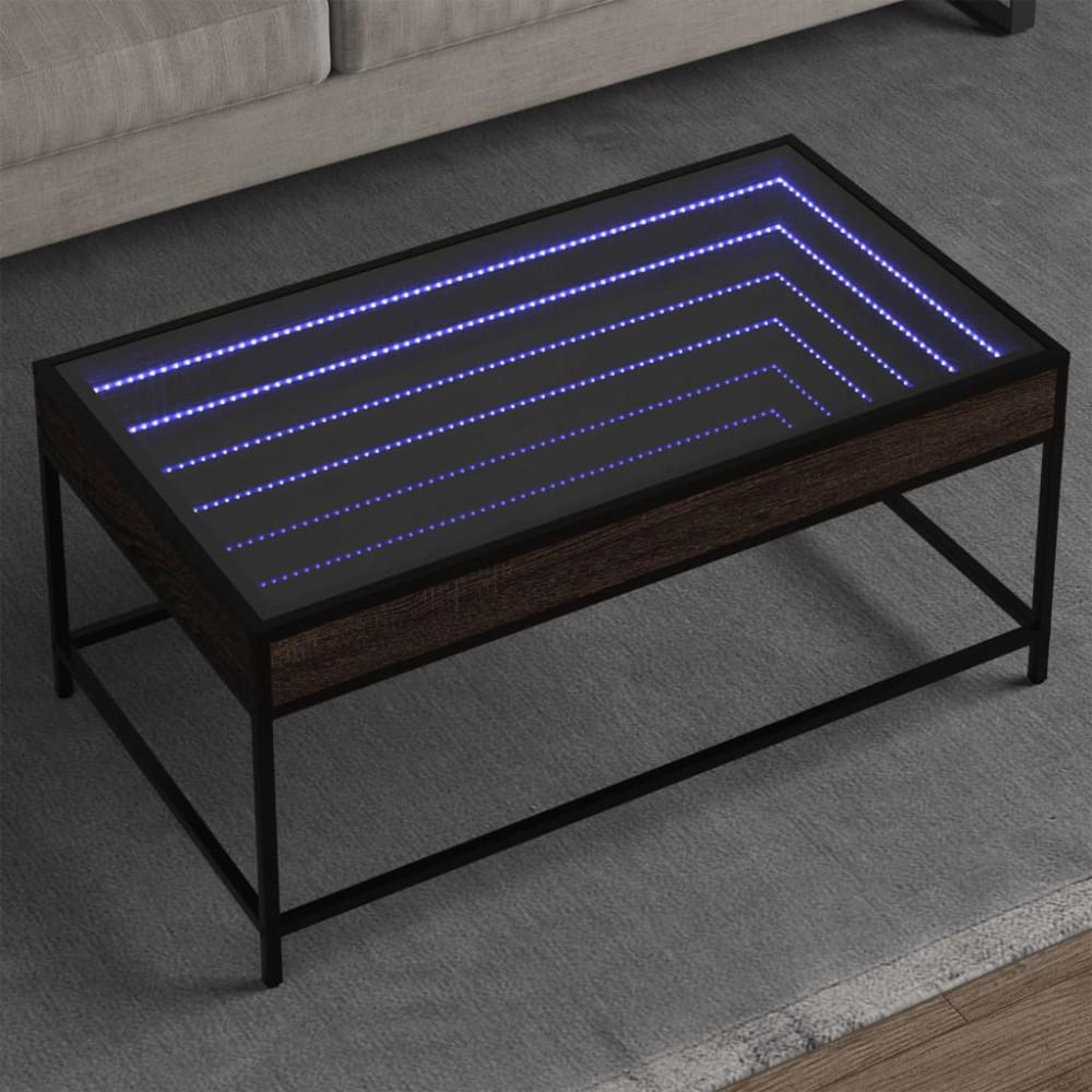 Produktbild för Soffbord med Infinity LEDs brun ek 90x50x41 cm