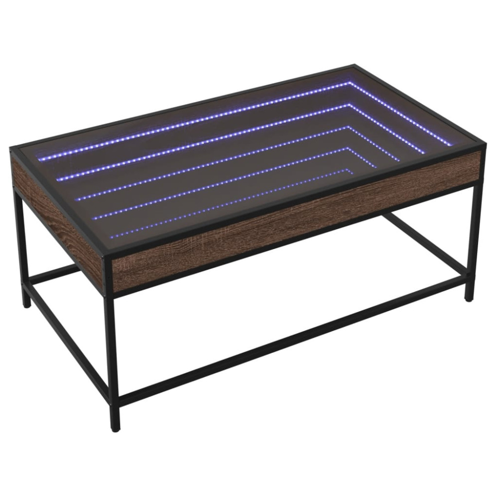 Produktbild för Soffbord med Infinity LEDs brun ek 90x50x41 cm