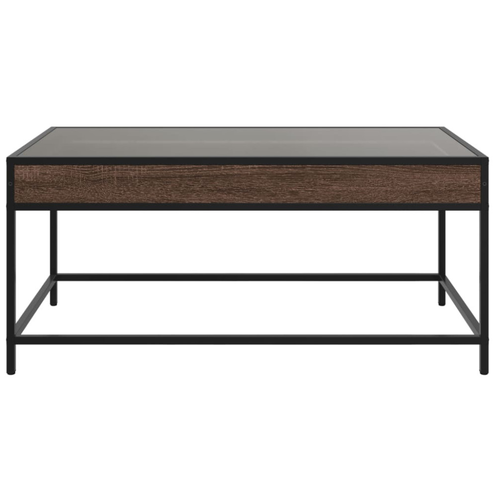 Produktbild för Soffbord med Infinity LEDs brun ek 90x50x41 cm