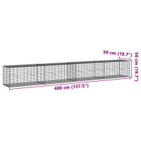 Produktbild för Gabionkorg med skydd 400x50x50 cm galvaniserat järn