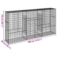 Produktbild för Gabionkorg med skydd 300x50x150 cm galvaniserat järn