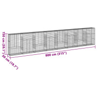 Produktbild för Gabionkorg med skydd 800x50x150 cm galvaniserat järn