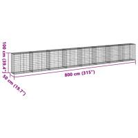 Produktbild för Gabionkorg med skydd 800x50x100 cm galvaniserat järn