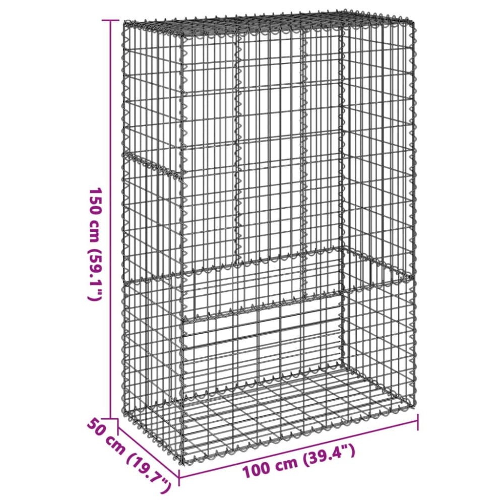 Produktbild för Gabionkorg med skydd 100x50x150 cm galvaniserat järn