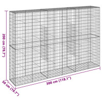 Produktbild för Gabionkorg med skydd 300x50x200 cm galvaniserat järn