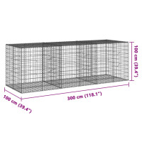 Produktbild för Gabionkorg med skydd 300x100x100 cm galvaniserat järn