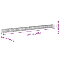 Produktbild för Gabionkorg med skydd 1200x100x50 cm galvaniserat järn