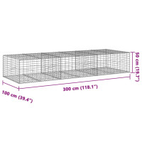 Produktbild för Gabionkorg med skydd 300x100x50 cm galvaniserat järn