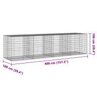 Produktbild för Gabionkorg med skydd 400x100x100 cm galvaniserat järn