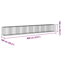 Produktbild för Gabionkorg med skydd 800x100x100 cm galvaniserat järn