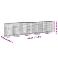 Produktbild för Gabionkorg med skydd 700x100x150 cm galvaniserat järn