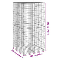 Produktbild för Gabionkorg med skydd 100x100x200 cm galvaniserat järn