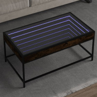 Produktbild för Soffbord med Infinity LEDs rökfärgad ek 90x50x41 cm