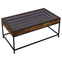 Produktbild för Soffbord med Infinity LEDs rökfärgad ek 90x50x41 cm