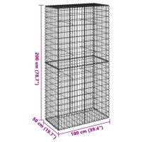 Produktbild för Gabionkorg med skydd 100x50x200 cm galvaniserat järn